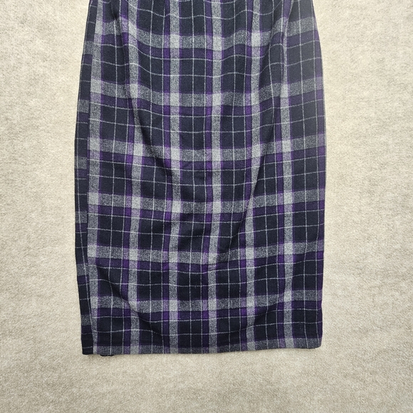Chadwick’s Purple Plaid Wool Blend Long Pencil Skirt – Size 10 Tall - Picture 2 of 13